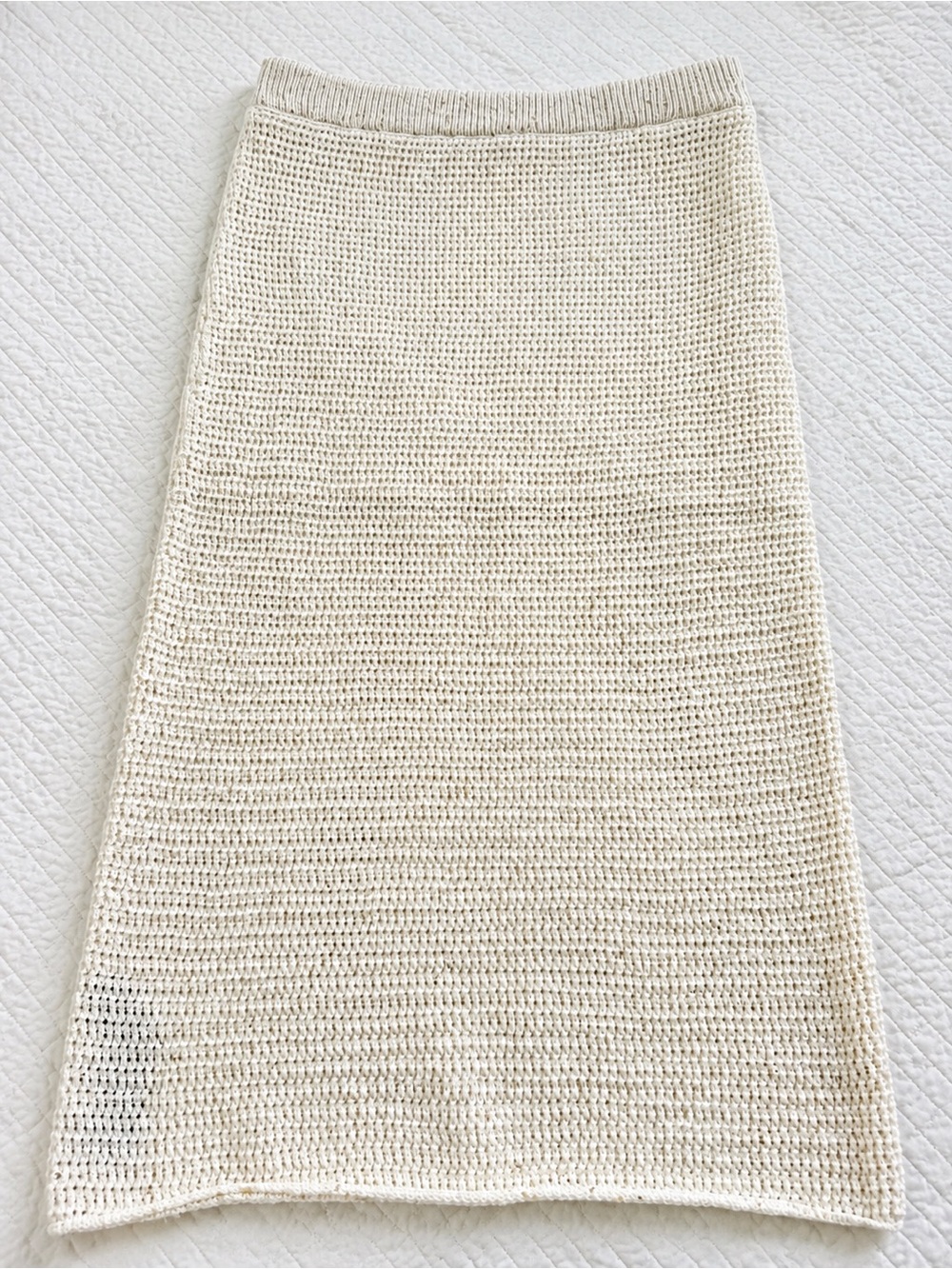 Mango Openwork Knitted Skirt | Large | Cream/Ecru